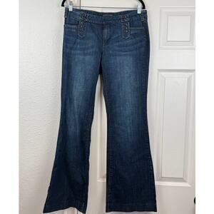 Banana Republic Flare Jeans Womens Size 10 Stretch Dark Wash Boho
